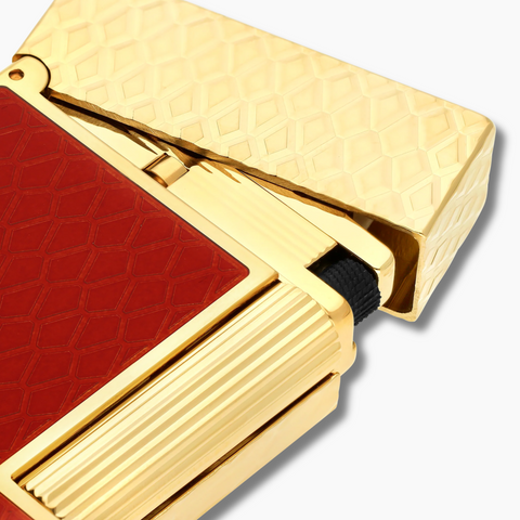 S.T. Dupont Ligne 2 Dragon Lighter Guilloche Burgundy/Golden