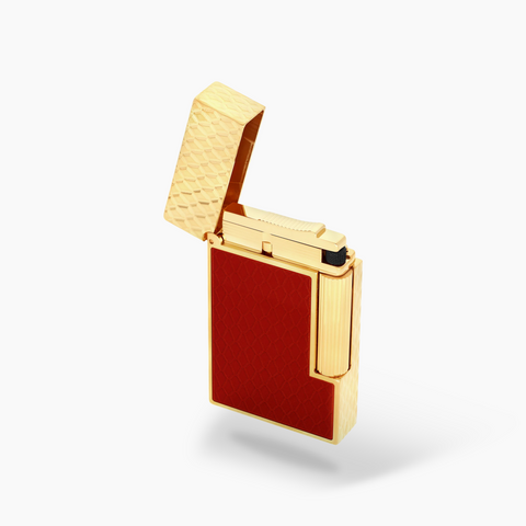 S.T. Dupont Ligne 2 Dragon Lighter Guilloche Burgundy/Golden