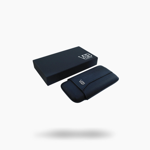 VSB London Three Finger Black Leather Cigar Case