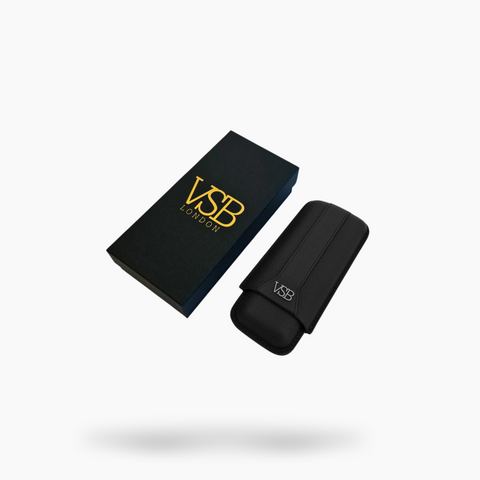 VSB London Two Finger Black Leather Cigar Case