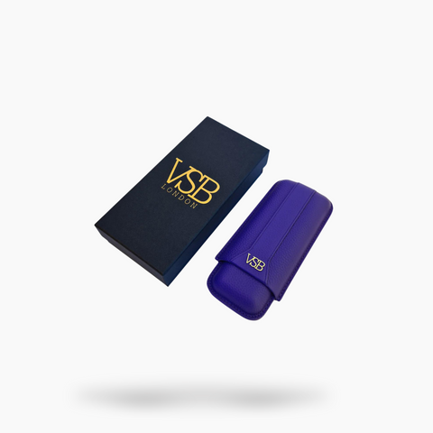 VSB London Two Finger Blue Leather Cigar Case
