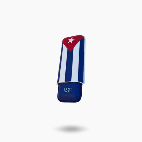 VSB London Two Finger Cuban Flag Leather Cigar Case
