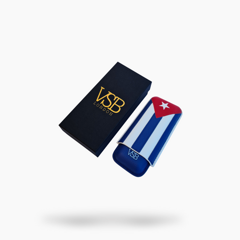 VSB London Two Finger Cuban Flag Leather Cigar Case
