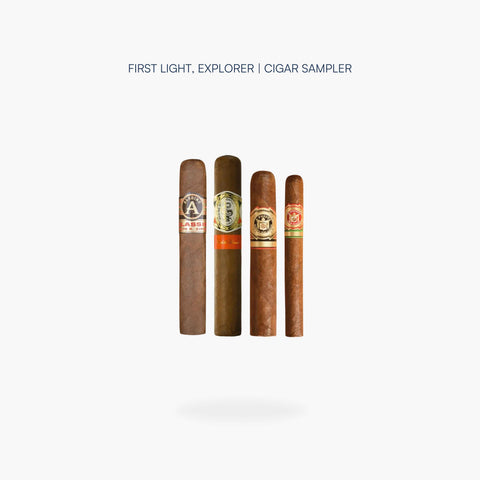 Aladino Classic, Casa 1910 Cuchillo Parado, Arturo Fuente Don Carlos and Arturo Fuente Petit Corona cigars from the First Light, Explorer Cigar Sampler - Toro Puro