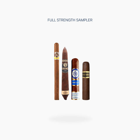 Full Strength Cigar Sampler with Kolumbus K-Negro Robustito, Simon Beltre Andullo Short Robusto, Aladino Corojo Elegante and Plasencia Alma Fuerte Generacion V Salomon cigars - Toro Puro