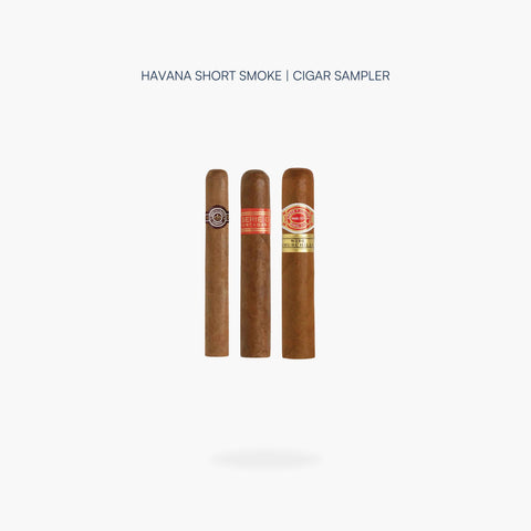 Montecristo No.4, Partagas Serie D No.4 and Romeo y Julieta Wide Churchill cigars from the Havana Short Smoke Cigar Sampler - Toro Puro