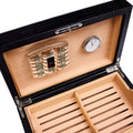Close-up of the Rapport London humidifier and hygrometer fitted into the Brompton large humidor’s lid - Toro Puro