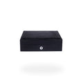 Rapport Brompton black croc-effect leather humidor closed, with lock and key detail - Toro Puro