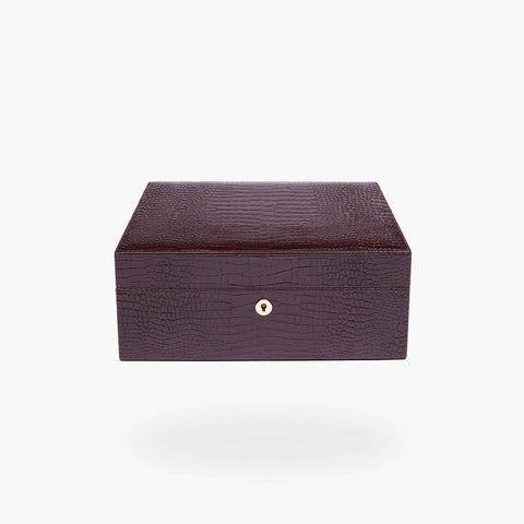 Rapport Large Humidor 100 Cigars in brown croc-embossed leather, shown closed - Toro Puro