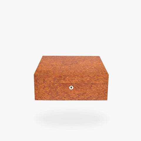 Rapport Large Humidor 100 Cigars in Burr Walnut finish, shown closed - Toro Puro