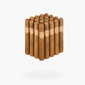 Bunch of cigars with visible labels on a white background